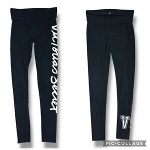 Y2K Victorias Secret Leggings 2 Pair Fold Over Graphic Print Womens Size M Long